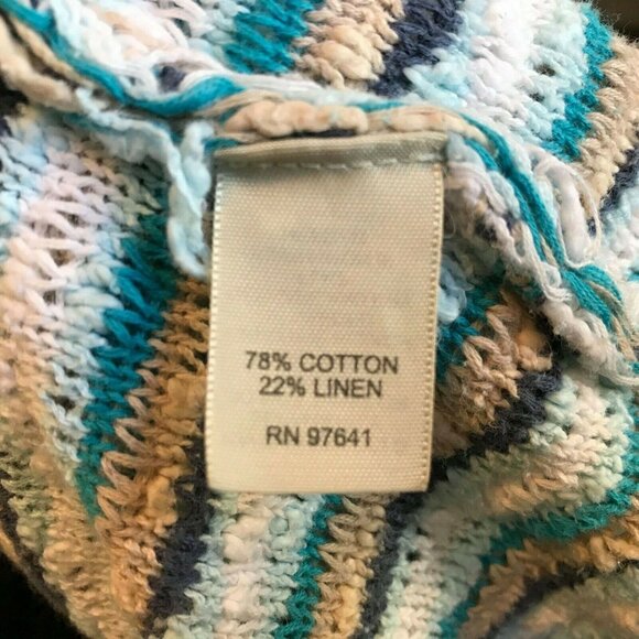 J JILL Full Zip Hoodie Jacket Sweater Cardigan Size Small Blue White Tan Striped - Picture 6 of 6